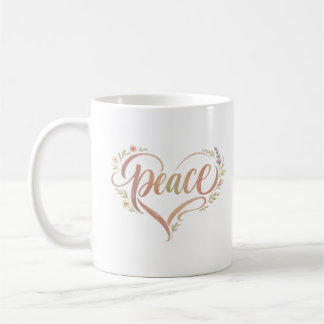 Caneca De Café Tipografia Boho Coração de Paz