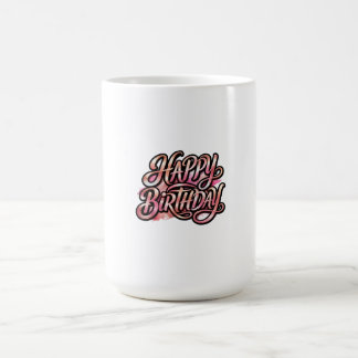 Caneca De Café Tipografia Brilhante Rosa Dourado Feliz Aniversári