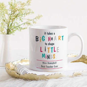 Caneca De Café Tipografia Colorida Personalizada de Coração Grand