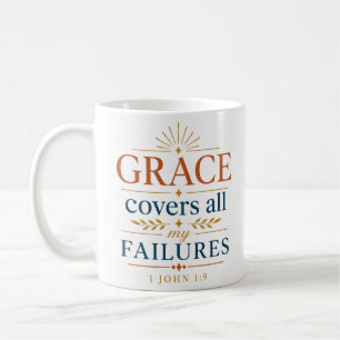 Caneca De Café Tipografia Cristã A Graça Cobre Todos os Meus Erro