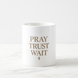 Caneca De Café Tipografia Cristã Minimalista – Reze Confie Espere