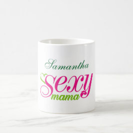 Caneca De Café Tipografia da Mama Sexy Rosa e Verde (editável)
