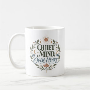 Caneca De Café Tipografia de Bem-Estar Quiet Mind Open Heart