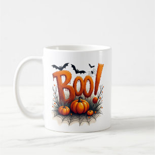 Caneca De Café Tipografia de Boo Fofa Abóbora Assustadora Hallowe