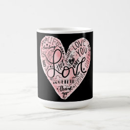 Caneca De Café Tipografia de Coração de Amor Romântico