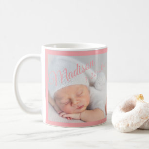 Caneca De Café Tipografia de Foto de Bebê Recém-Nascido Rosa