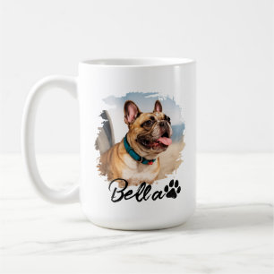 Caneca De Café Tipografia de Foto e Nome de Animal de Estimação P