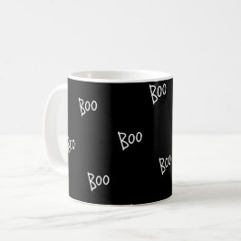 Caneca De Café Tipografia de Halloween boo preto branco