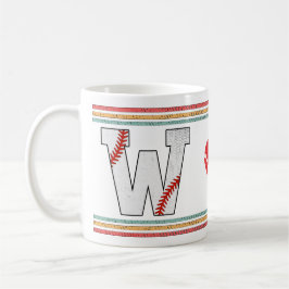 Caneca De Café Tipografia de Letra de Beisebol Vintage Retro W