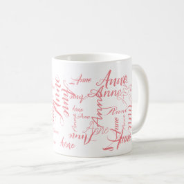 Caneca De Café tipografia de nomes cor-de-rosa personalizados