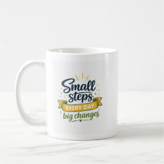 Caneca De Café Tipografia de Pequenos Passos Diários Grandes Muda