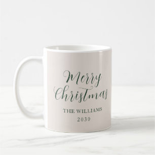 Caneca De Café Tipografia de Script Moderno Feliz Natal Vermelho