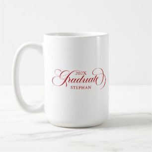 Caneca De Café Tipografia de Script Vermelho Elegante do formando