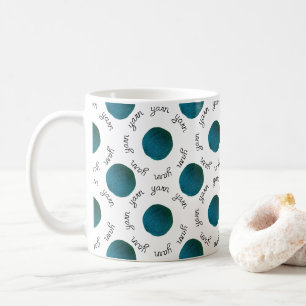 Caneca De Café Tipografia de Teal Yarn Ball Artesanatos feitos à
