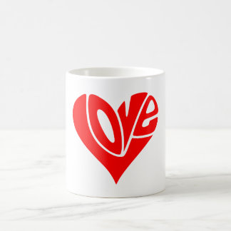 Caneca De Café Tipografia do Amor em Forma de Coração