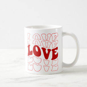 Caneca De Café "Tipografia do amor retrô, Design vermelho