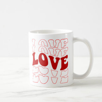 Caneca De Café "Tipografia do amor retrô, Design vermelho