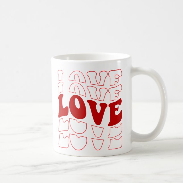 Caneca De Café "Tipografia do amor retrô, Design vermelho (Direita)