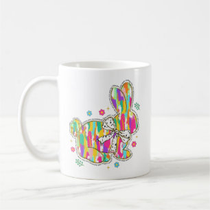 Caneca De Café Tipografia do coelho da Páscoa com brilho