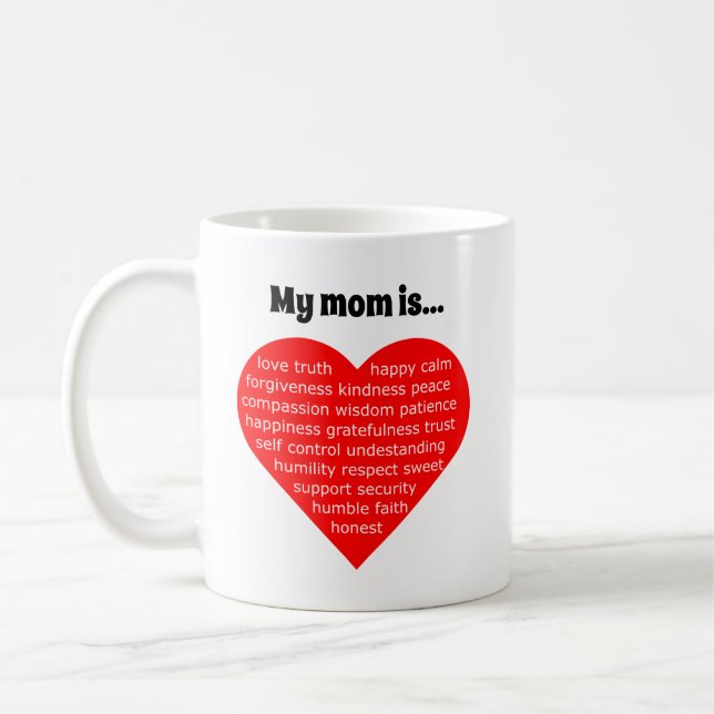Caneca De Café Tipografia do coração vermelho (Esquerda)