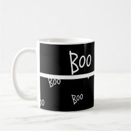Caneca De Café Tipografia do dia das bruxas negra e branca