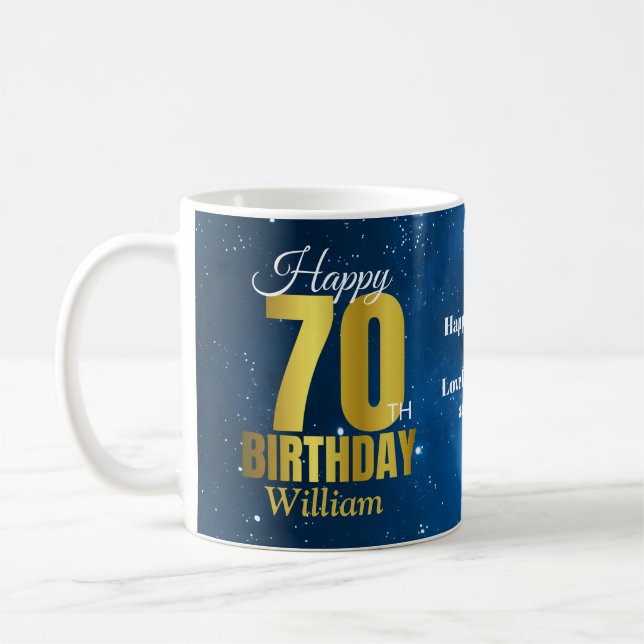 Caneca De Café Tipografia do Espaço Azul 70 Birthday (Esquerda)