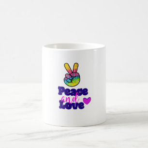 Caneca De Café Tipografia do Paz e do Amor: Rainbow Hand Peace Si