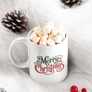 Caneca De Café Tipografia dos bordados do retro Feliz Natal