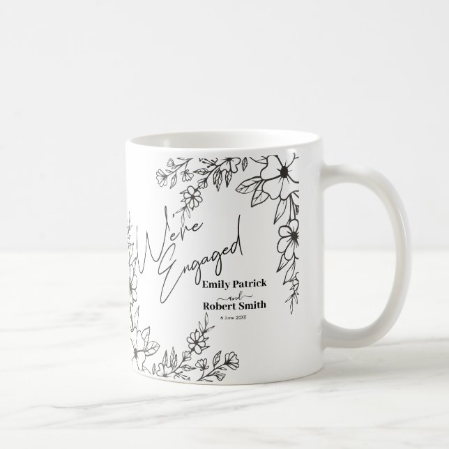 Caneca De Café Tipografia Elegante que estamos noivos (Direita)