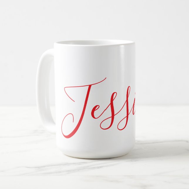 Caneca De Café Tipografia Elegante Vermelha Mínima Personalizada (Frente Esquerda)