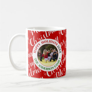 Caneca De Café Tipografia feliz do Natal e feriado fotográfico ve