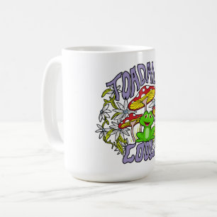 Caneca De Café Tipografia floral e sapo colorida Legal