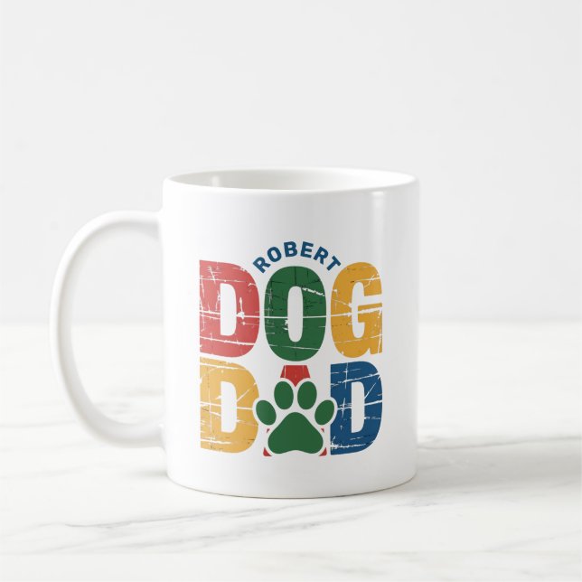 Caneca De Café Tipografia Grunge de Dog Dad (Esquerda)