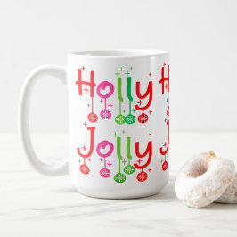 Caneca De Café Tipografia Modern Holly Jolly