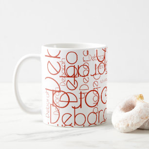Caneca De Café Tipografia moderna Cor vermelha da toranja retrora