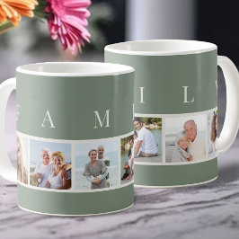 Caneca De Café Tipografia moderna da FAMÍLIA e foto verde persona