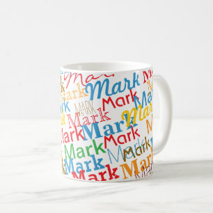 Caneca De Café Tipografia Moderna de Nome Colorido e Divertido