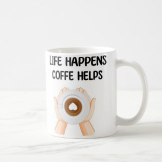 Caneca De Café Tipografia Moderna e Divertida A Vida Acontece