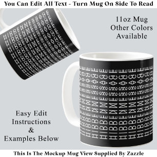 Caneca De Café Tipografia Moderna Personalizada Ilusão Óptica Tex