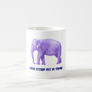 Caneca De Café Tipografia Motivacional Elefante De Aquarela Roxo