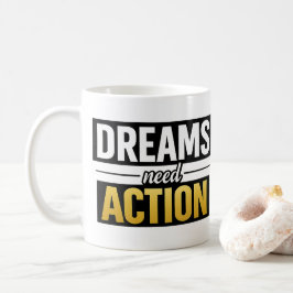 Caneca De Café Tipografia Motivacional Premium Sonhos Precisam de