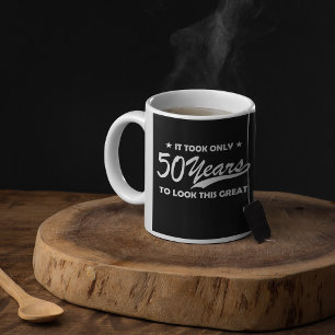 Caneca De Café Tipografia Retro de Aniversário de 50 Anos Engraça