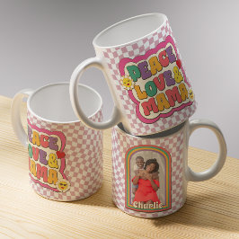 Caneca De Café Tipografia Retro Groovy Mama Foto Dia das Mães