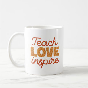 Caneca De Café Tipografia Retro Leopardo Ensina Amor Inspira