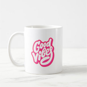 Caneca de Café Tipografia Retro Vibrações Positiva