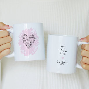 Caneca De Café Tipografia rosa Coração da Mãe