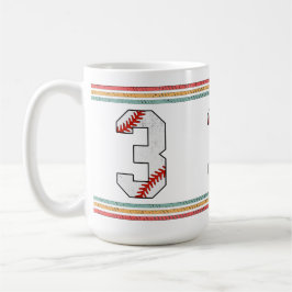 Caneca De Café Tipografia Vintage Retro de Beisebol Número 3