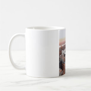Caneca De Café Tipografia Vista Aérea da Silhueta de Filadélfia U
