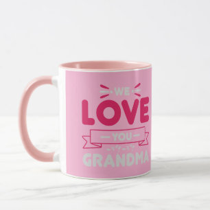 Caneca de Café Tipográfica com Banner de Amor Rosa
