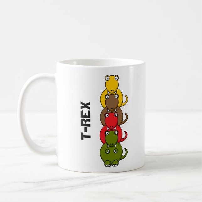 Caneca De Café Tiranossauro-Rex Cretáceo Cartoon (Esquerda)